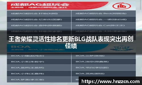 王者荣耀灵活性排名更新BLG战队表现突出再创佳绩