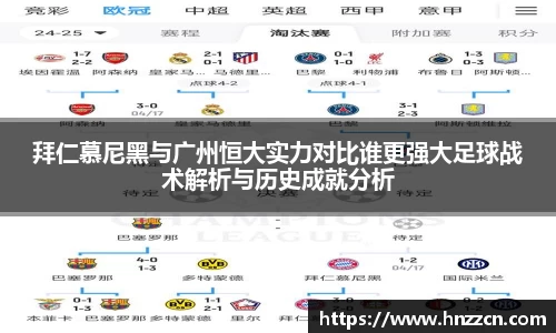 拜仁慕尼黑与广州恒大实力对比谁更强大足球战术解析与历史成就分析